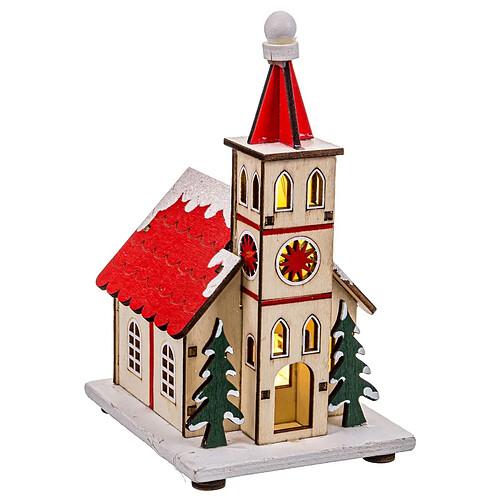 BigBuy Home Décorations de Noël Multicouleur Église 9,5 x 7,5 x 14,5 cm