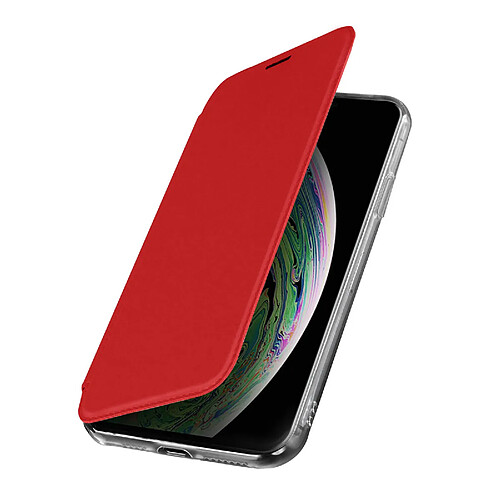 Avizar Étui iPhone XS Max Folio Rigide Clapet avec Miroir Intégré Fin et Léger rouge