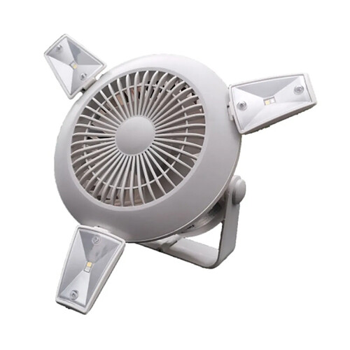 Ventilateur de Tente Solaire Portable avec Lumières LED Crochet Suspendu Ventilateur USB Rechargeable à Piles pour Camping Bureau à Domicile