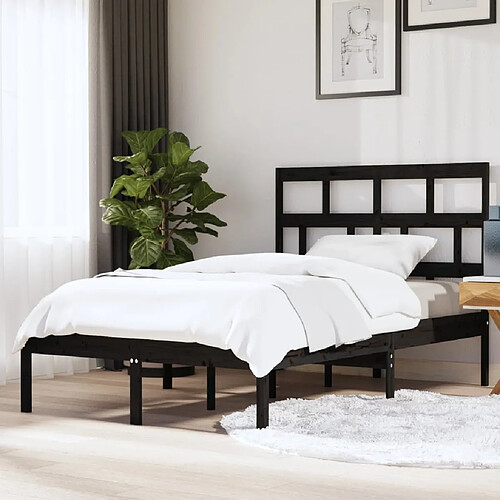 vidaXL Cadre de lit sans matelas noir bois massif 140x200 cm