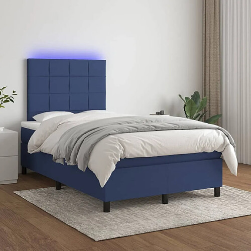 Sommier à lattes,Cadre à lattes de lit et matelas et LED pour Adulte Bleu 120x200 cm Tissu -MN14412