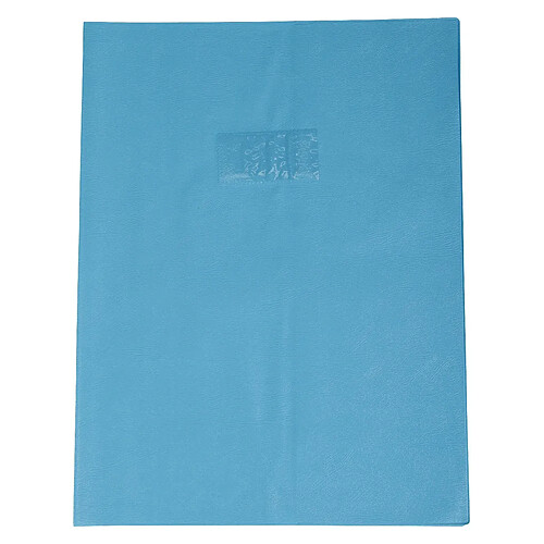 Calligraphe (gamme scolaire Clairefontaine) 72410AMZC - Un protège-cahier grain cuir 24x32 cm 22/100ème avec porte-étiquette, en PVC (plastique) opaque, Bleu clair