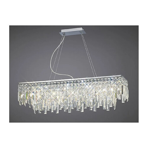 Luminaire Center Suspension Maddison Rectangular 6 Ampoules chrome poli/cristal