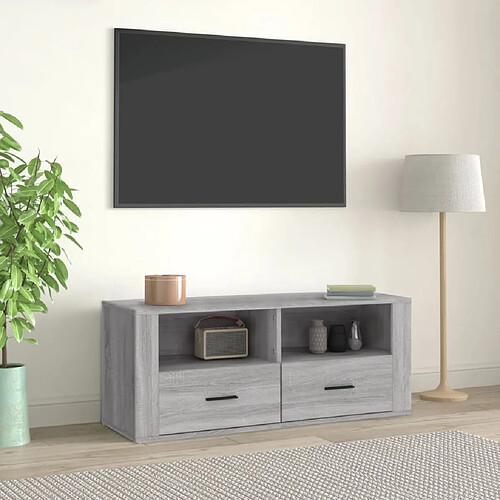 Maison Chic Meuble TV scandinave gris - Banc TV pour salon Sonoma 100x35x40 cm Bois d'ingénierie -MN96903