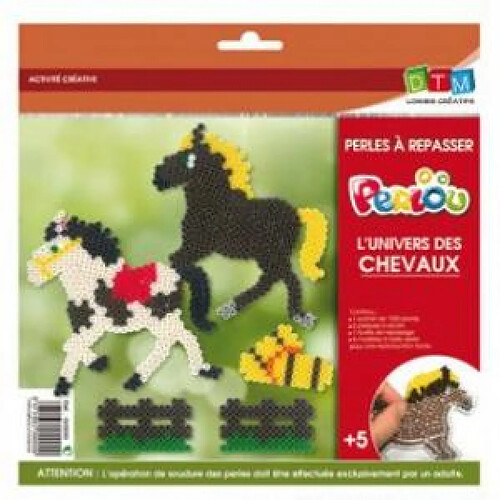 Graines Creatives Perlou - Kit de perles a repasser theme chevaux