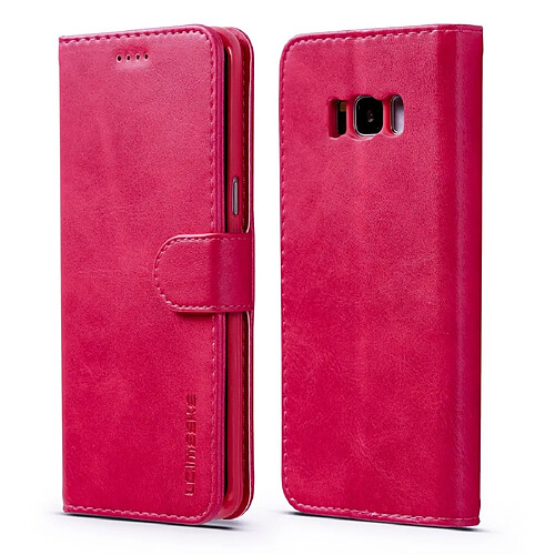 Wewoo Housse Coque Pour Galaxy S8 Plus LC.IMEEKE Calf Texture en cuir à rabat horizontalavec support et fentes cartes et portefeuille Rose rouge