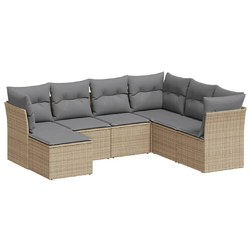 Maison Chic Salon de jardin avec coussins 7 pcs | Ensemble de Table et chaises | Mobilier d'Extérieur beige résine tressée -GKD97398