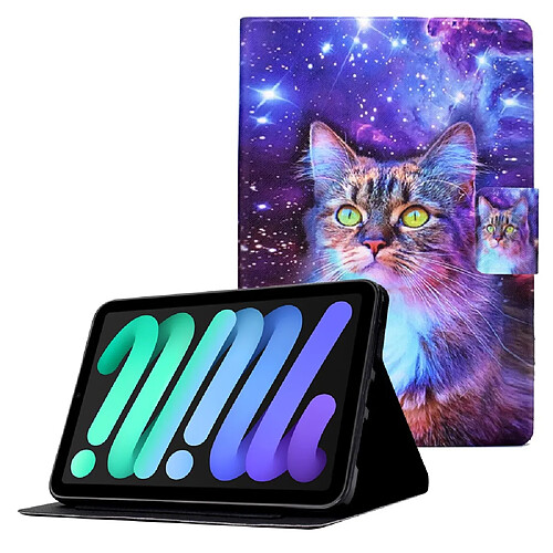 Etui en PU avec support magnétique et porte-carte chat pour votre iPad mini (2021)