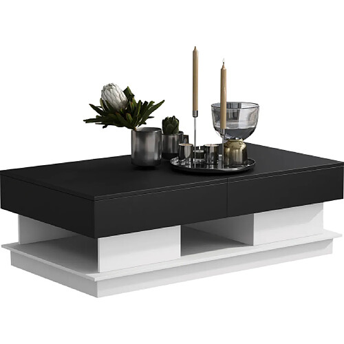 ComfortXL Table Basse Multifonctionnelle Avec Rangement, Table Basse Moderne En Laque Noire