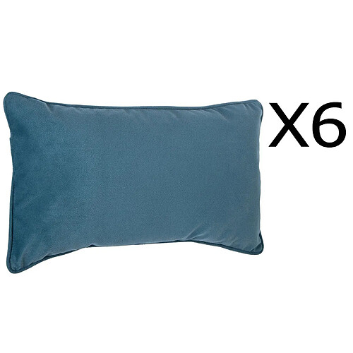 Lot de 6 coussins rectangulaires 100% polyester coloris bleu - Dim : L.50 x l.30 cm -PEGANE