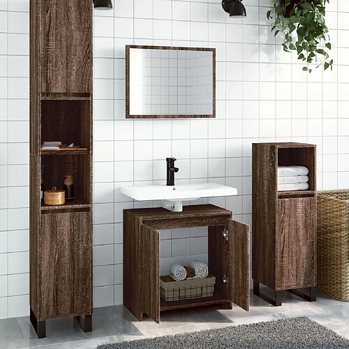 vidaXL Ensemble de meubles de salle de bain 2 pcs Chêne marron