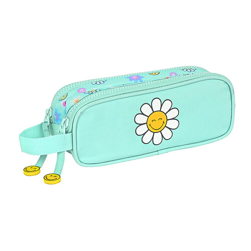 Trousse Fourre-Tout Double Smiley Summer fun Turquoise (21 x 8 x 6 cm)