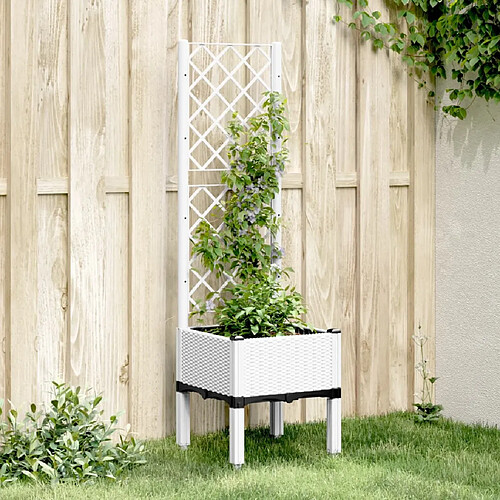 vidaXL Jardinière avec treillis blanc 40x40x142 cm PP