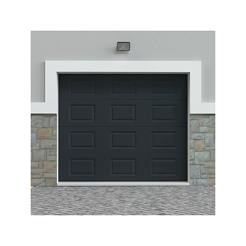 Porte de garage sectionnelle à cassette anthracite avec moteur Somfy L254 x H218 cm - CAOPAS