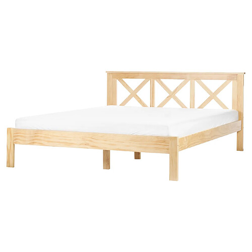 Beliani Lit double 160 x 200 cm en bois clair TANNAY