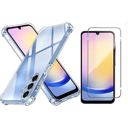 Coque Pour Samsung Galaxy A25 5G Silicone Transparente Angles Renforces + Verre Trempe Little Boutik©