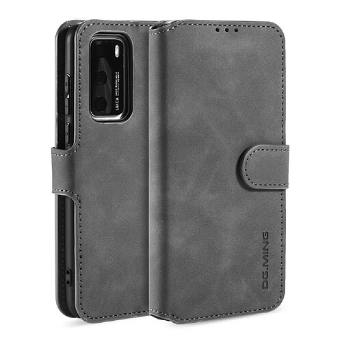 Etui en PU style rétro avec support gris pour votre Huawei P40