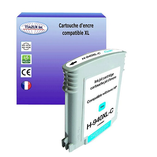 Cartouche compatible avec HP OfficeJet Pro 8000, Pro 8000 Enterprise remplace HP 940XL Cyan - T3AZUR