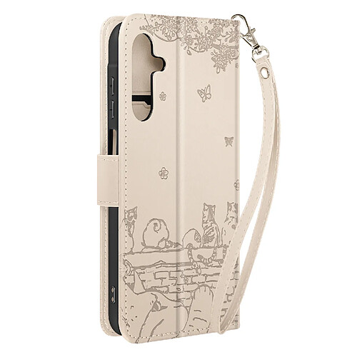 Avizar Etui Chat pour Samsung Galaxy A15 5G série Kawaii Cat Cover Blanc