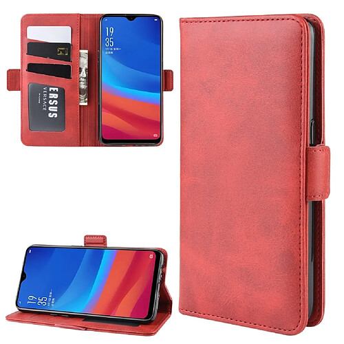 Wewoo Housse Coque Pour Oppo A5s AX5s Double boucle Crazy Horse Business Holster de téléphone portable avec fonction de support de portefeuille de carte Rouge