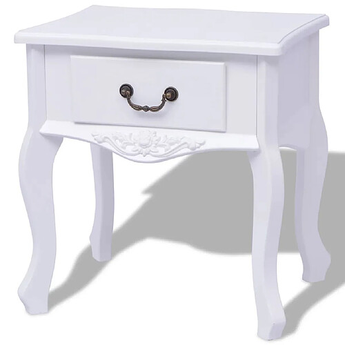 Helloshop26 Table de nuit chevet commode armoire meuble chambre mdf blanc 1402180