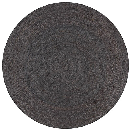 Decoshop26 Tapis fait à la main Jute Rond 90 cm Gris foncé DEC023460