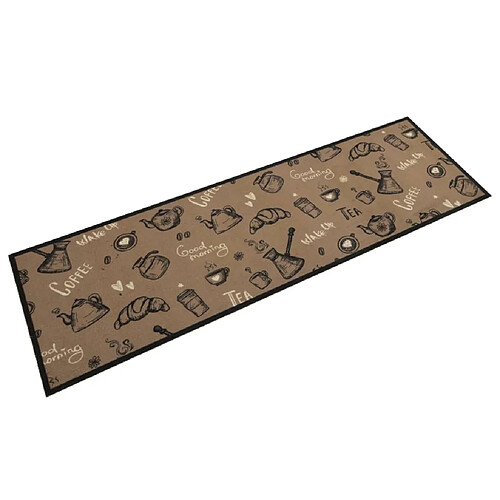 vidaXL Tapis de cuisine lavable imprimé Morning brun 45x150 cm velours