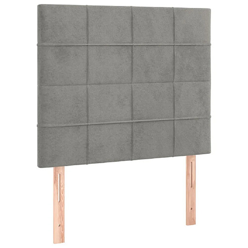 Maison Chic Lot de 2 Têtes de lit design pour chambre - Décoration de lit Gris clair 100x5x78/88 cm Velours -MN79734