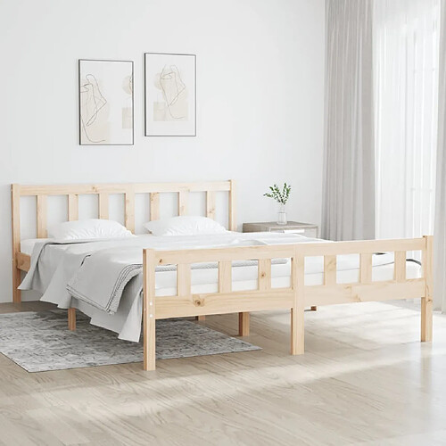 Maison Chic Lit adulte - Lit simple Cadre de lit,Structure du lit Contemporain bois massif 150x200 cm très grand -MN39159