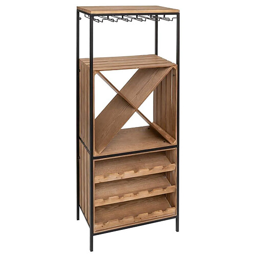 Pegane Meuble bar / Vitrine en métal et frêne - Longueur 60 x Profondeur 30,5 x Hauteur 160,5 cm