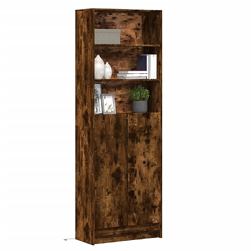 vidaXL Buffet haut avec LED chêne fumé 69x32,5x200cm bois d’ingénierie