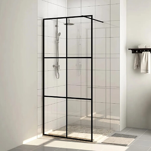 vidaXL Paroi de douche avec verre ESG transparent 90x195 cm Noir