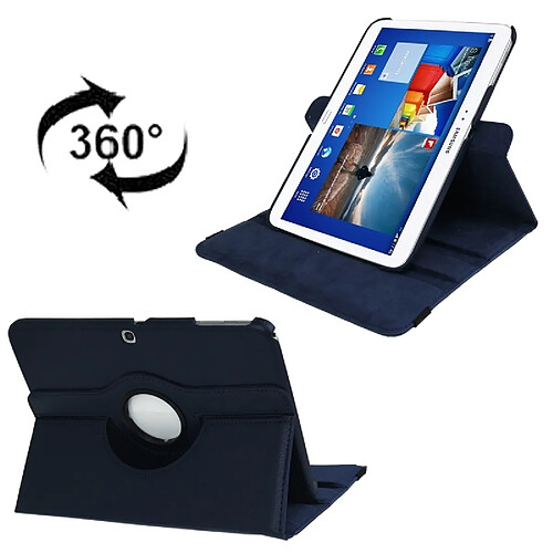 Wewoo Housse Étui bleu foncé pour Samsung Galaxy Tab 3 10.1 / P5200 / P5210, 360 degrés de rotation Litchi Texture en cuir avec support