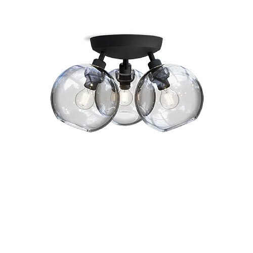 BELID Plafonnier Globe Structure Noire, Verre Clair 3x E14