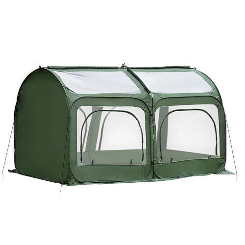 Outsunny Serre pop-up - serre de jardin pop-up - 4 portes zippées enroulables - dim. 2,5L x 1,25l x 1,35H cm - sac transport inclus - PVC vert