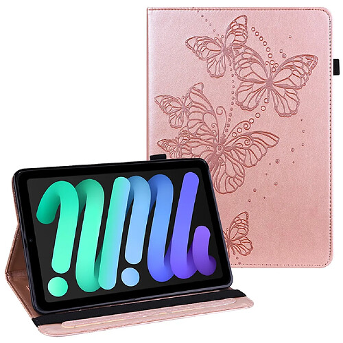 Etui en PU motif papillon avec support et porte-cartes or rose pour votre Apple iPad Mini/2/3/4/mini (2019) 7.9 pouces