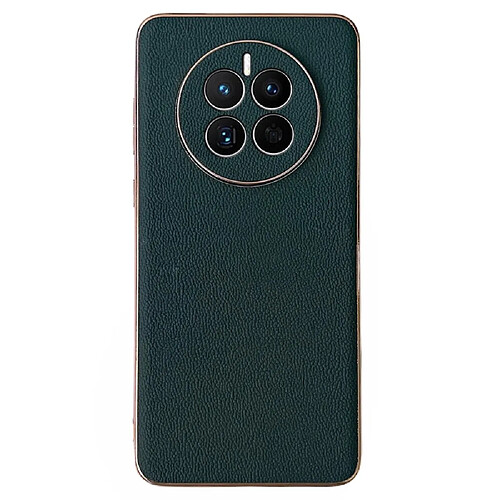 Coque en TPU + cuir véritable électroplaqué, anti-chute pour votre Huawei Mate 50 4G - vert nuit