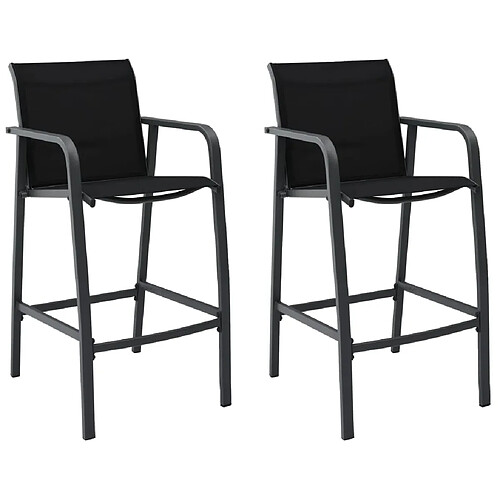 vidaXL Chaises de bar de jardin lot de 2 Noir Textilène