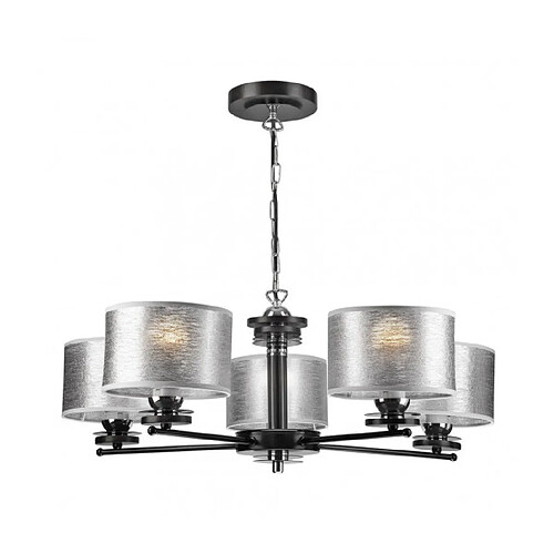 Lumière Suspension Rosa Bois,acier,tissu Noir 5 ampoules 65cm