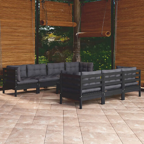 vidaXL Salon de jardin 8 pcs avec coussins bois de pin massif