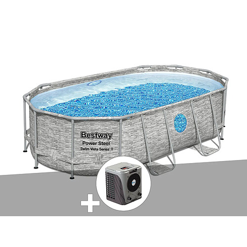 Kit piscine tubulaire ovale Bestway Power Steel SwimVista avec hublots 4,27 x 2,50 x 1,00 m + Pompe à chaleur