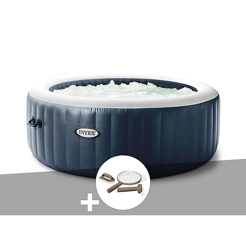 Kit spa gonflable Intex PureSpa Blue Navy rond Bulles 4 places + Kit d'entretien