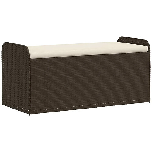 Maison Chic Banc de rangement | Meuble de rangement d'Entrée | Coffres d'Intérieur et coussin marron 115x51x52 cm résine tressée -MN49718