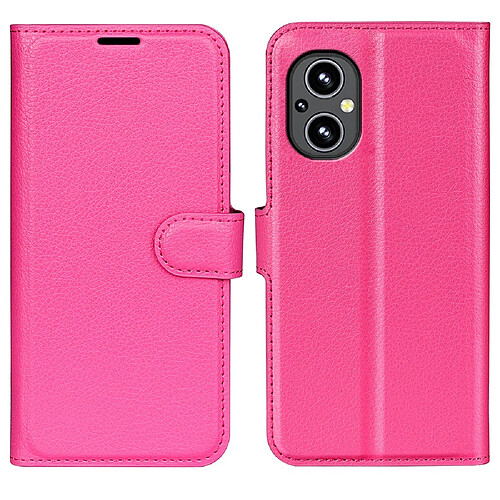 Etui en PU texture litchi, anti-rayures, fermoir magnétique avec support, rose pour OnePlus Nord N20 5G