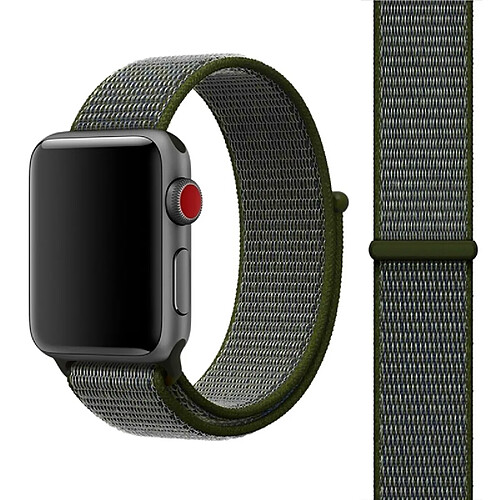 Wewoo Bracelet vert armée pour Apple Watch Series 3 et 2 & 1 38mm simple de montre en nylon de mode avec Magic Stick