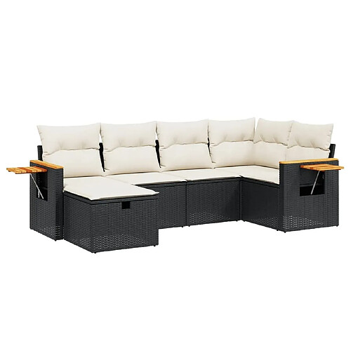 Maison Chic Ensemble Tables et chaises d'extérieur 6pcs avec coussins,Salon de jardin noir résine tressée -GKD409270