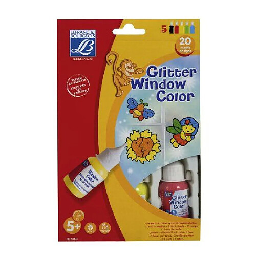 L&B Education - 807363 - Loisir Créatif - Acrylique Window Color Glitter Education - 4 x 35 ml