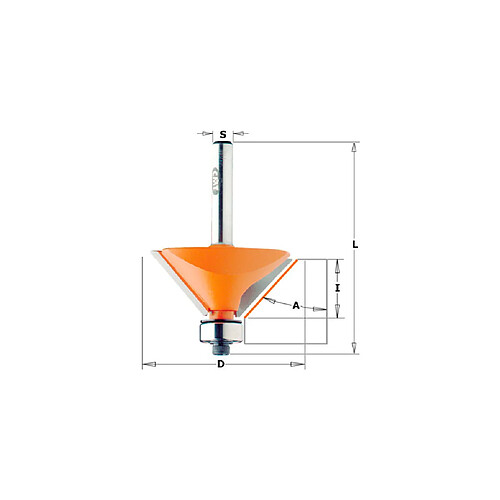 Fraise à chanfreiner avec roulement 2 tranchants 15° D. 24,5 mm x Lu. 11 x Q. 12 mm - 957.503.11 - CMT