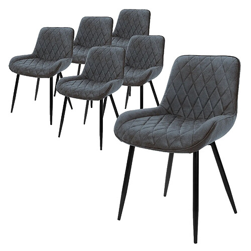 ML-Design Lot de 6 chaises de salle à manger Chaise de salon Chaise de cuisine Anthracite Similicuir PU