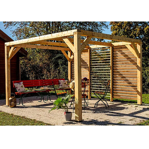 Pergola bioclimatique 10.57m² bois naturel - vt3431v - HABRITA